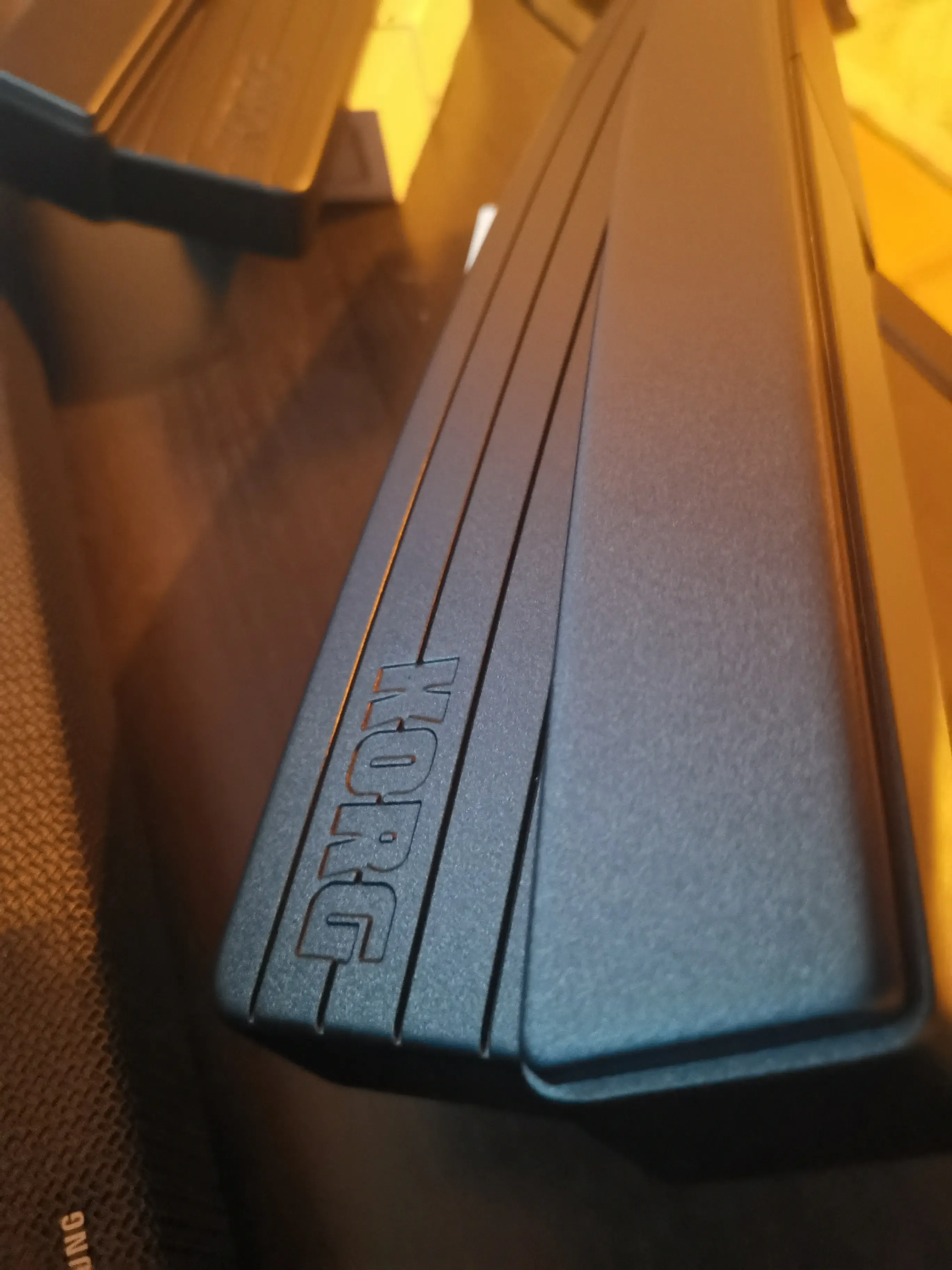 Finished black metallic end caps and panels